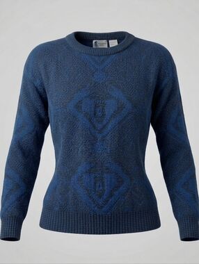 Vintage Bronzini Women's Navy Blue Casual Everyday Oversized Knit Sweater Size S